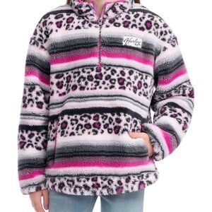 Hurley Girls Striped Fleece Quarter Zip Pullover